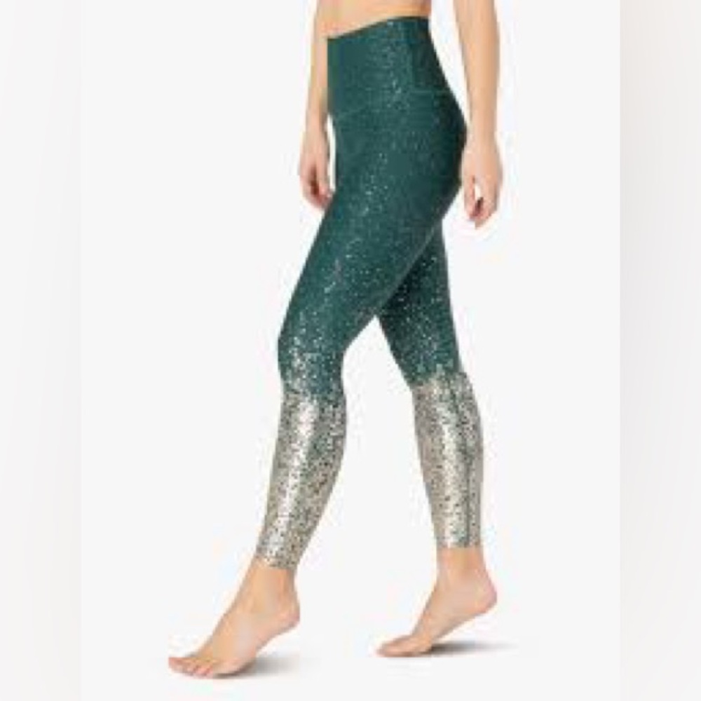 Beyond Yoga Green and Gold Leggings, XS